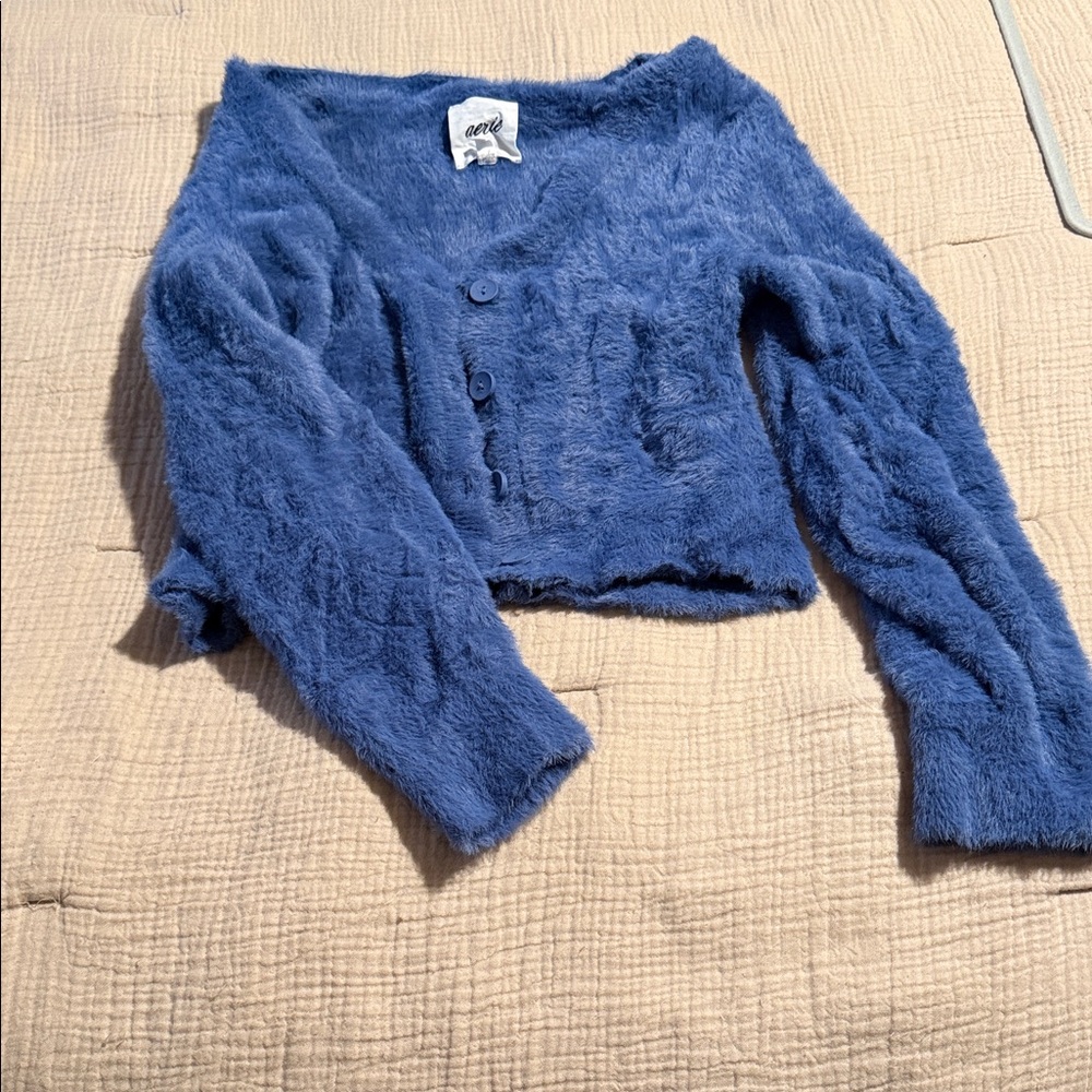 Aerie Soft Blue Button-Up Cardigan